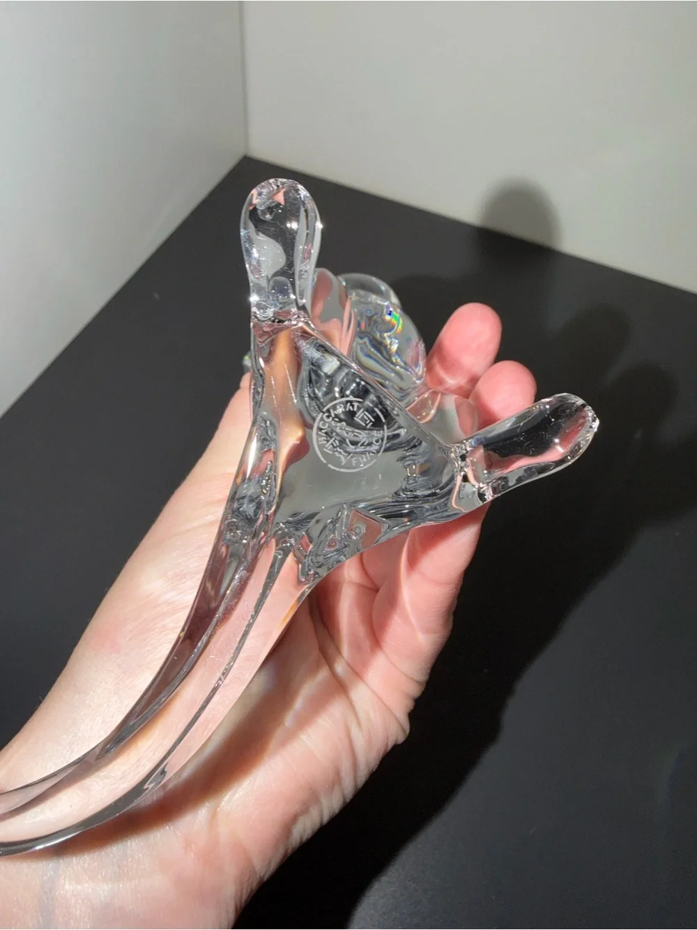 Baccarat France Clear Crystal Acrobatic Playing Cat Figurine Animal